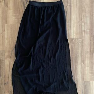 Black mini skirt with maxi overlay dual side slits